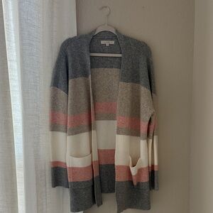 Striped Gray and Pink Women's Sweater